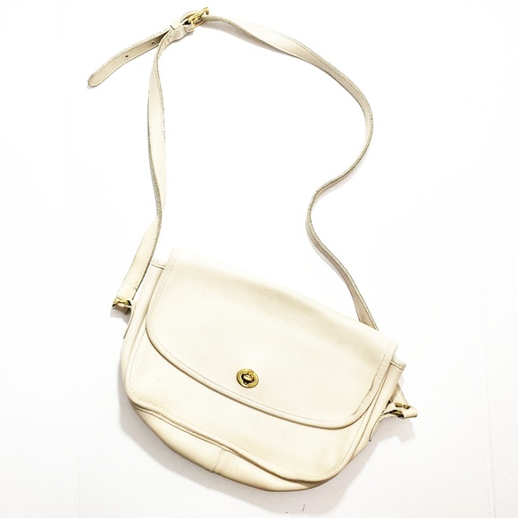 Coach Handbags - VTG 80s Coach Ivory Leather Crossbody Purse